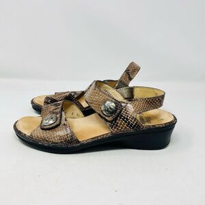 Finn Comfort Womens Alanya Snakeskin Leather Sandals Brown Size 7